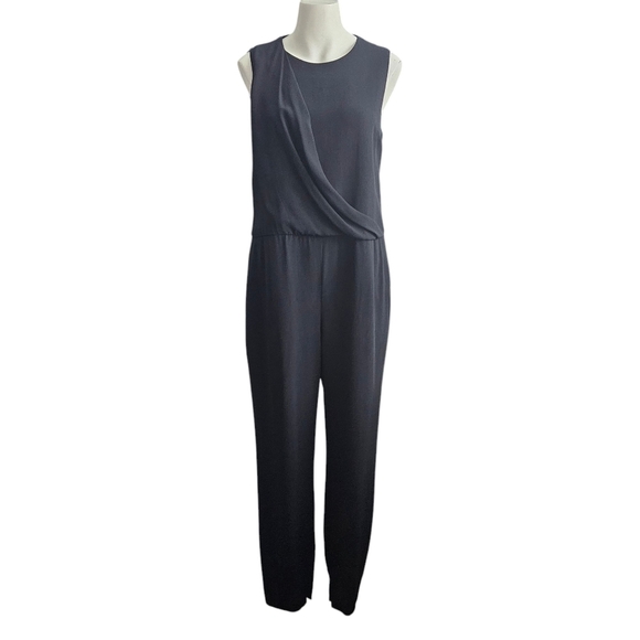 Theory Daimine Register Jumpsuit Women Size 10 Black Sleeveless - Picture 1 of 12
